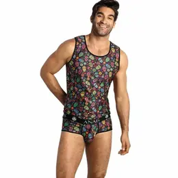 ANAIS MEN Mexico Top XL - Bezelna modalna majica sa floralnim i lobanjskim printom