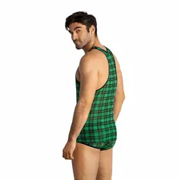 ANAIS MEN Magic Top XL Green & Black Lycra Checkered Briefs