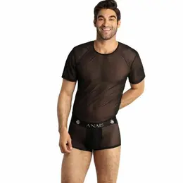 Anais Men Eros Mesh T-Shirt S - Black, Fitted, Elegant Design