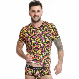 ANAIS MEN Banana Print Majica XL - Meka Likra, Moderan Kroj