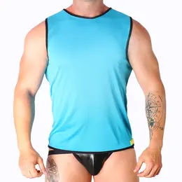 Macho Blue Sports T-Shirt L/XL Lightweight Polyamide Blend
