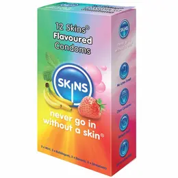 Skins Flavoured Condoms 12-Pack - Assorted Aroma, Extra Lubrication