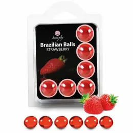 Secret Play set od 6 brazilskih mirisnih intimnih kuglica aroma jagode
