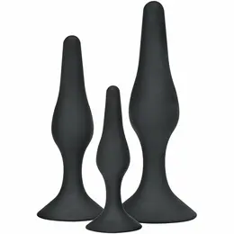 ToyJoy Curvy Companions Set od 3 analna čepa Crni Silikon Ergonomski