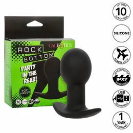 CalExotics Rock Bottom Silikonski Crni Vibrirajući Čep 10 Režima USB Punjiv