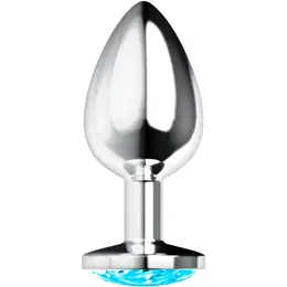 OHMAMA Stainless Steel Intimate Plug with Blue Crystal L 8 cm