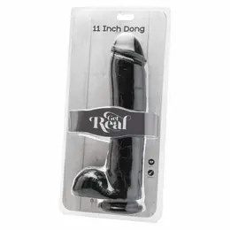 Get Real Model 28 cm sa Bazom, Crni - Anatomski Detaljna PVC Forma