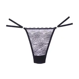Dreamgirl Mrežasta i čipkana tanga Crna Podesiva One Size