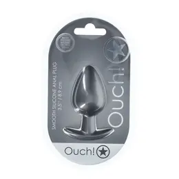 Ouch! Smooth Silicone Plug Large 3.5'' (8.9 cm) Gunmetal Finish