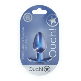 OUCH! Medium Silicone Plug 7.9 cm Metallic Blue - Smooth Design
