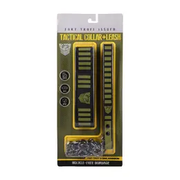 Doc Johnson Tactical podesivi set ogrlice i povodca crno-zeleni neopren