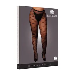 Leg Avenue Plus Size najlonke sa uzorkom srca crna XL-4XL