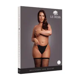 Leg Avenue Plus Size visoke čarape do butina crna sa zlatnim šljokićima XL-4XL