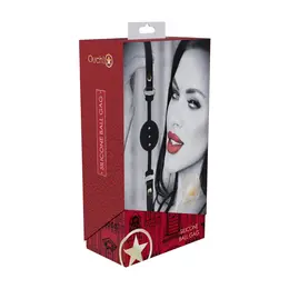 Ouch! Milan Collection Silikonski Proprozracni Ball Gag Crni/Crveni Podesivi