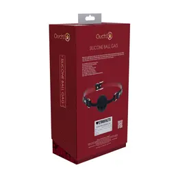 Ouch! Milan Collection Silikonski Proprozracni Ball Gag Crni/Crveni Podesivi