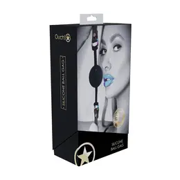Ouch! Venice Collection Silikonski Ball Gag Crni - Podesiva Kožna Traka