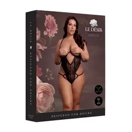 Obsessive bodi model 8714273043801 plus size čipka otvorene čašice crna