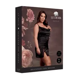 Obsessive plus size svilenkasta haljina crna sa ukrštenim leđima i prorezom