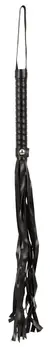 Magic Shiver Black Leather-Look Flogger 46cm with Woven Handle