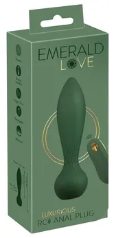 Emerald Love Luxurious RC analni čep - vibrirajući, daljinski upravljač, zeleni, 14 cm