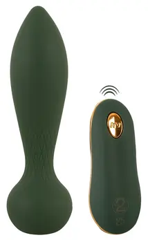 Emerald Love Luxurious RC analni čep - vibrirajući, daljinski upravljač, zeleni, 14 cm