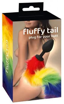 You2Toys Rainbow Fluffy Tail Silikonski Čep - 42 cm Višebojni