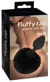 You2Toys Fluffy Tail Crni M - Silikonski Intimni Konusni Čep sa Vestačkim Krznom