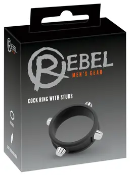 Rebel Silikonski Prsten sa Metalnim Klinovima - Podesivi Crni Intimni Dodatak