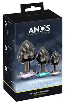 ANOS Metal Plug Set Diamond Trio - Spiral Shape, 3 Sizes, Multicolor Gems