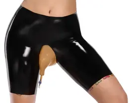 LateX Pantalone za Sakupljanje Urina M - Crne Lateks Šortsice sa Ventil Sistemom