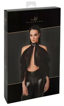 Noir Ručno Rađen Bolero od Tila L - Crni Prozirni Powerwetlook Ogrtač