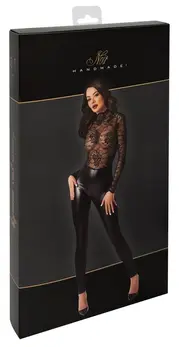 Noir Ručno Rađen Orgia Exclusive Čipka i Powerwetlook Kombinezon M Crni
