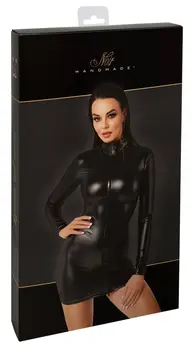 Noir Orgia Chimera Powerwetlook mini haljina S, dugi rukavi, crna