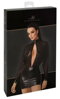 Noir Handmade Orgia haljina XL – Til i Powerwetlook, crna, slep miš rukavi