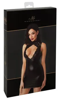 Noir Handmade Orgia Powerwetlook Mini Haljina sa Čipkom, Veličina L