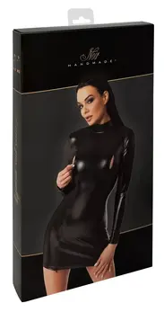 Noir Orgia Exclusive Powerwetlook Long Sleeve Dress Black M
