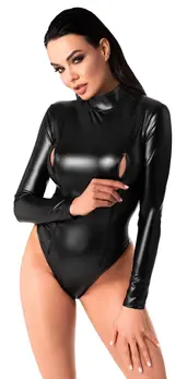 Noir Orgia Exclusive Bodysuit Black Powerwetlook Long Sleeve XL