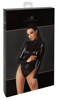 Noir Handmade Orgia Exclusive Black Powerwetlook Bodysuit M, Long Sleeve