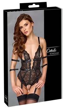Cottelli Bondage Body L Crna Čipka sa Podesivim Trakama i Stegama