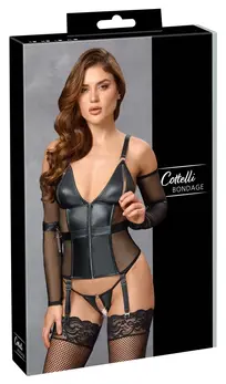 Cottelli Bondage Basque XL - Mat i Mrežasti Set sa Dodacima za Ruke