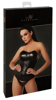 Noir Handmade Orgia Mysteria Korzet Top Crna L - Powerwetlook, Prednji Rajsferšlus