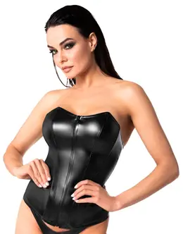 Noir Handmade Orgia Mysteria Korzet Top Crna L - Powerwetlook, Prednji Rajsferšlus