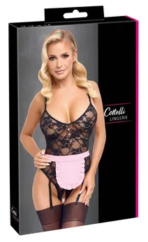 Cottelli Costumes Sobarica Body L Crna Čipka Podesivi Set sa Podvezicama