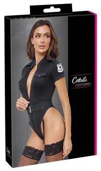 Cottelli Costumes Police Body S - Crni rastegljivi uniformni bodi