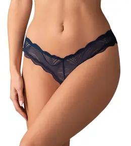 Obsessive Nightly Blue tanga XL/2XL - Meka čipka, otvoreni dizajn