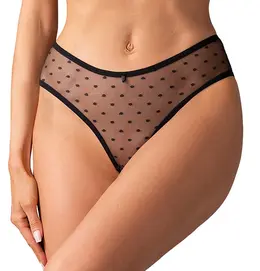 Obsessive Nuites Open Design Black Panties S/M - Sheer Dot Pattern