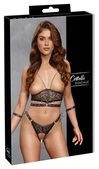Cottelli Bondage Top Set M - Otvoreni Dizajn, Crna i Ljubičasta, Podesiv