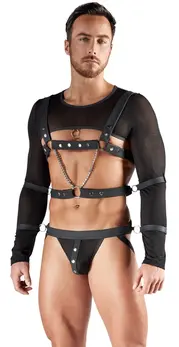 Svenjoyment Muški Bondage Set 2XL - Crni Powernet pojas i Jock komplet