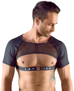 Svenjoyment Mat Crni Mrežasti Crop Top za Muškarce, Podesivi Grudni Kaiš, M
