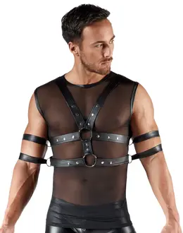 Svenjoyment BONDAGE Powernet Majica XL sa Podesivim Pojasom Set Crni